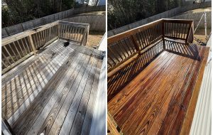 Deck cleaning using low pressure wood washing Cary NC 